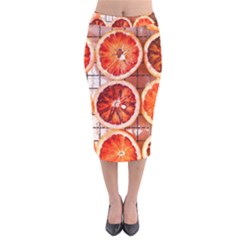 Orange, Fruit, Citrus Velvet Midi Pencil Skirt by kyorashop23