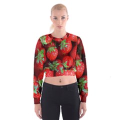 Strawberry, Berries, Fresh, Red Cropped Sweatshirt by kyorashop23