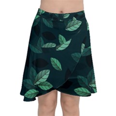 Foliage Chiffon Wrap Front Skirt