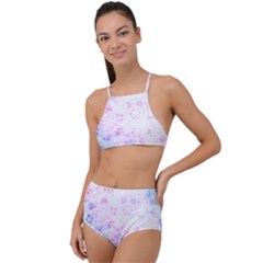 Digital Art Artwork Abstract Pink Purple Halter Tankini Set by Dutashop
