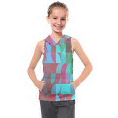 Geometric Ocean Purple Blue Pink Kids  Sleeveless Hoodie by ConteMonfrey