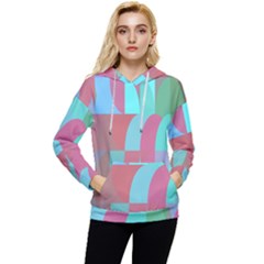 Geometric Ocean Purple Blue Pink Women s Lightweight Drawstring Hoodie