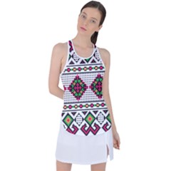 Ukrainian Folk Seamless Pattern Ethnic Ornament Border Element Traditional Racer Back Mesh Tank Top