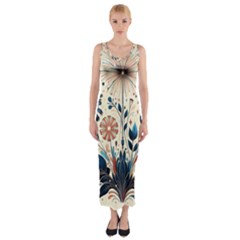 Flowers Bloom Blossom Flora Modern Fitted Maxi Dress