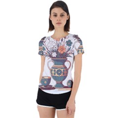 Flower Vase Nature Bloom Blossom Back Cut Out Sport T-shirt