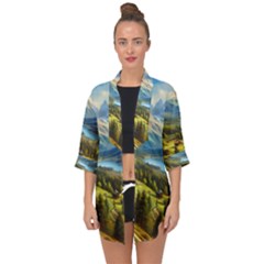 Forest Landscape Nature Trees Open Front Chiffon Kimono