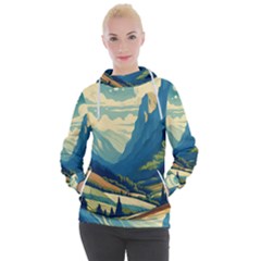 Mountains Nature Forest Landscape Women s Hooded Pullover