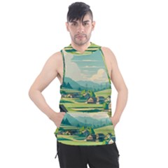 Countryside Meadow Rural Bloom Men s Sleeveless Hoodie