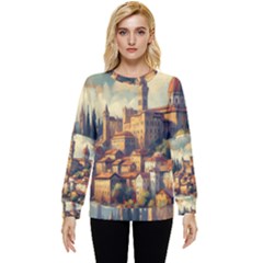 Village Houses Buildings Facade Hidden Pocket Sweatshirt by Salmanaz77