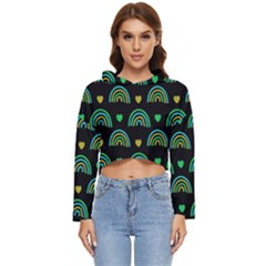 Dark Rainbow Pattern  Women s Lightweight Cropped Hoodie