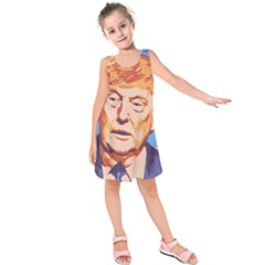 Orange Donald Trump Kids  Sleeveless Dress by vintagetrump