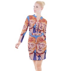 Orange Donald Trump Button Long Sleeve Dress by vintagetrump