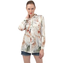 Floral Design Long Sleeve Satin Shirt