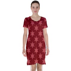 Illustrations Red Abstract Pattern Seamless Texture Short Sleeve Nightdress