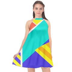 Geometric  Design 04 Halter Neckline Chiffon Dress 