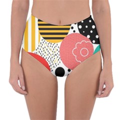 Geometric Design 07 Reversible High-waist Bikini Bottoms