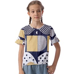 Geometric Design 10 Kids  Cuff Sleeve Scrunch Bottom T-shirt