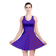 Blue Pattern Red Texture Reversible Skater Dress