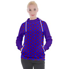 Blue Pattern Red Texture Women s Hooded Pullover