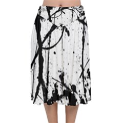 Inksplats Velvet Flared Midi Skirt