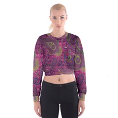 Abstract Purple Pattern Cropped Sweatshirt