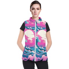 Waves Mountains Sky Women s Puffer Vest