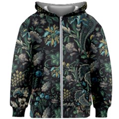 Pattern Flowers Plants Leaves Kids  Zipper Hoodie Without Drawstring