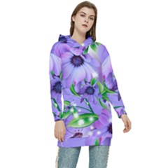 Purple Flower Nature Women s Long Oversized Pullover Hoodie