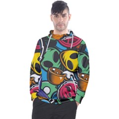 Funky Alien Pattern Abstract Colourful Drawing Men s Pullover Hoodie by Posterlux