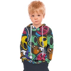 Funky Alien Pattern Abstract Colourful Drawing Kids  Overhead Hoodie by Posterlux