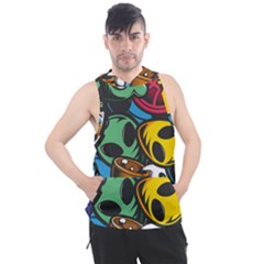 Funky Alien Pattern Abstract Colourful Drawing Men s Sleeveless Hoodie by Posterlux