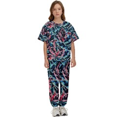 Leaves Pattern Patterns Colorful Kids  T-shirt And Pants Sports Set by Posterlux