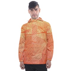 Abstract Texture Of Colorful Bright Pattern Of Transparent Leaves Of Orange And Yellow Color Men s Front Pocket Pullover Windbreaker by Posterlux