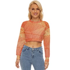 Abstract Texture Of Colorful Bright Pattern Of Transparent Leaves Of Orange And Yellow Color Lightweight Long Sleeve Sweatshirt