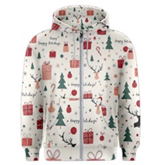 Happy Holiday Xmas Christmas Pattern Men s Zipper Hoodie