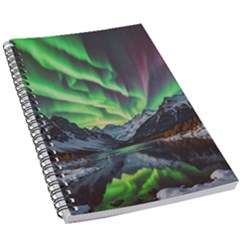 Lake Mountains Aorora Northern Lights Snow 5 5  X 8 5  Notebook