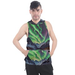 Lake Mountains Aorora Northern Lights Snow Men s Sleeveless Hoodie