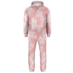 Lace White Ornamental Textile Hooded Jumpsuit (men) by Paksenen