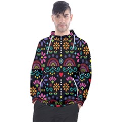 Mexican Folk Art Seamless Pattern Colorful Men s Pullover Hoodie by Paksenen