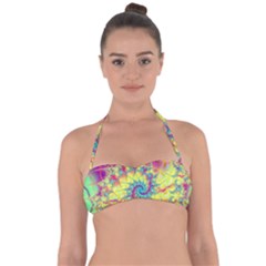 Fractal Spiral Abstract Background Vortex Yellow Tie Back Bikini Top by Ket1n9