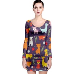 Pet Animal 01 Long Sleeve Bodycon Dress