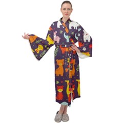 Pet Animal 01 Maxi Velvet Kimono