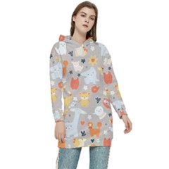 Pet Animal 02 Women s Long Oversized Pullover Hoodie
