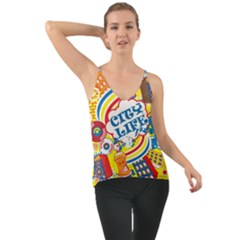 Colorful City Life Horizontal Seamless Pattern Urban City Chiffon Cami