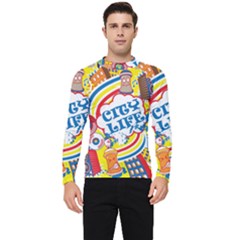 Colorful City Life Horizontal Seamless Pattern Urban City Men s Long Sleeve Rash Guard by Bedest