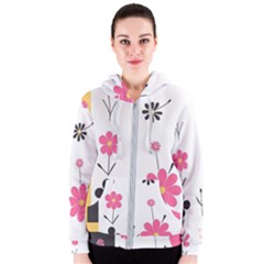  Minimalist Pattern With Simple Lines,flower And Shapes, Creating A Clean And Modern Women s Zipper Hoodie