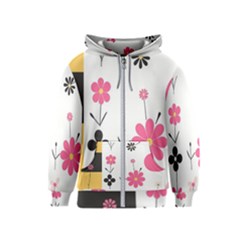  Minimalist Pattern With Simple Lines,flower And Shapes, Creating A Clean And Modern Kids  Zipper Hoodie