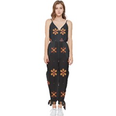 Minimalist Pattern With Simple Lines,flower And Shapes, Creating A Clean And Modern Sleeveless Tie Ankle Chiffon Jumpsuit by myclothy