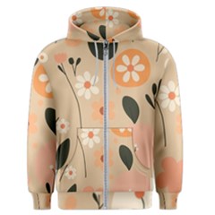 Minimalist Pattern With Simple Lines,flower And Shapes, Creating A Clean And Modern Men s Zipper Hoodie