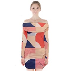 Minimalist Pattern With Simple Lines And Shapes, Creating A Clean And Modern Aesthe Long Sleeve Off Shoulder Dress